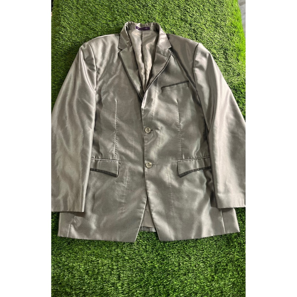 Vinci Suit Jacket Mens 44R Gray Polyester Rayon Notch Lapel  Formal Blazer
